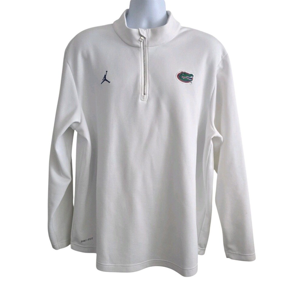Nike Jordan Florida Gators 1/4 Zip Pullover Mens XXL Team Issued Dri-Fit White